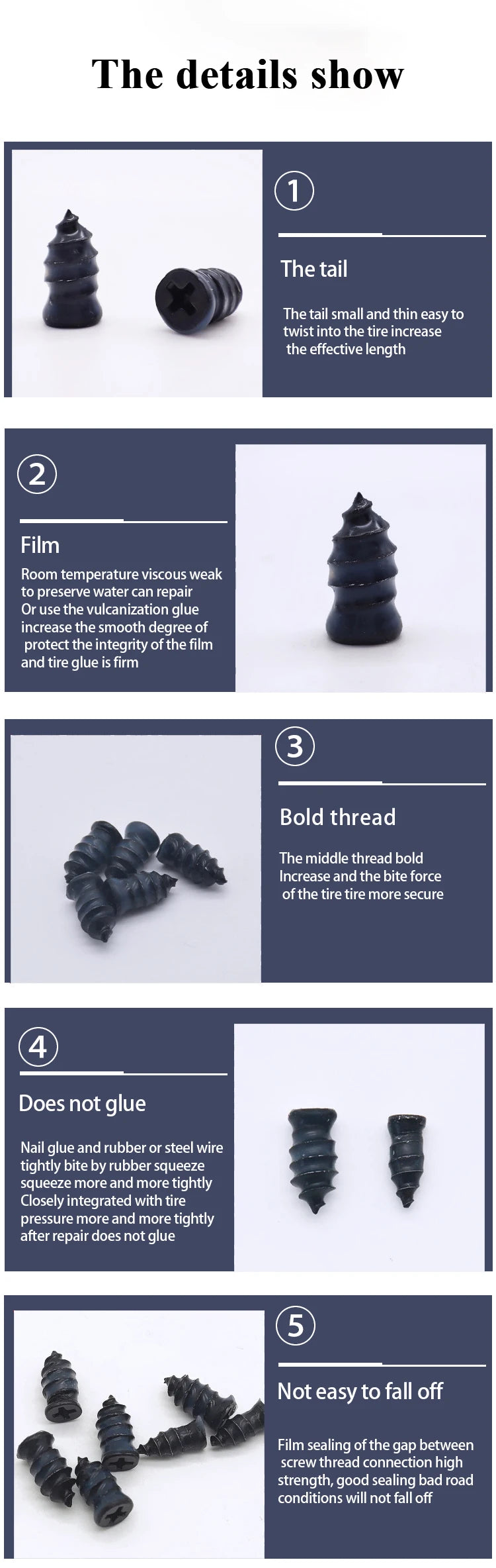 10/30Pcs Car Tyre Repair Rubber Nail Set Universal Car Motorcycle Tyre Repair Nails Truck Scooter Bike Tire Puncture Repair Tool