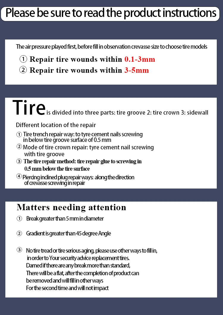 10/30Pcs Car Tyre Repair Rubber Nail Set Universal Car Motorcycle Tyre Repair Nails Truck Scooter Bike Tire Puncture Repair Tool